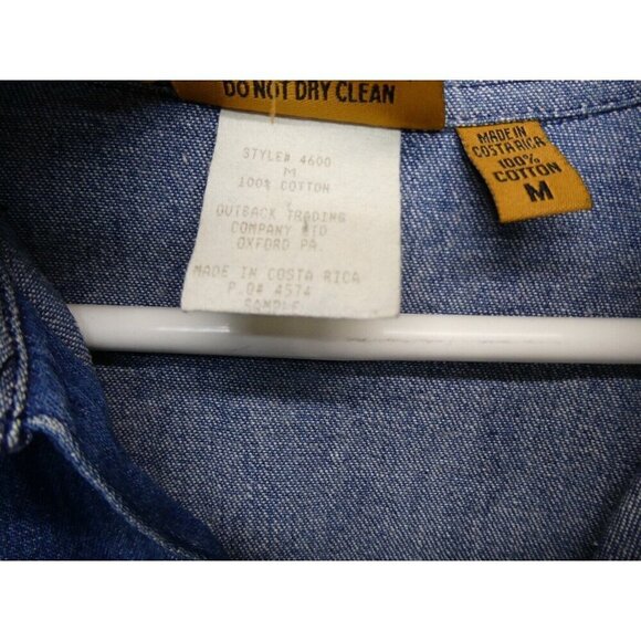 VTG Outback Trading Co‎ Mens M Denim Shirt Blue Short Sleeve Pockets Western - Picture 4 of 9
